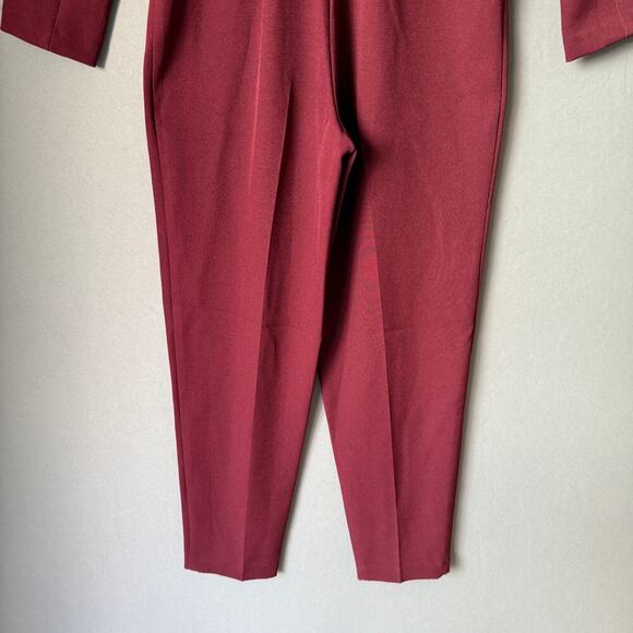 Express sz 00 Burgundy red deep plunge‎ party jumpsuit - Picture 4 of 11